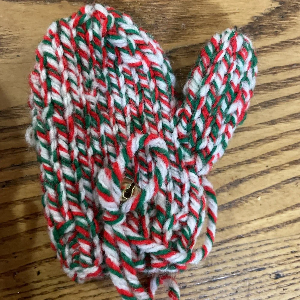 Vintage‎ Knitted Christmas Ornaments Mittens With Bells